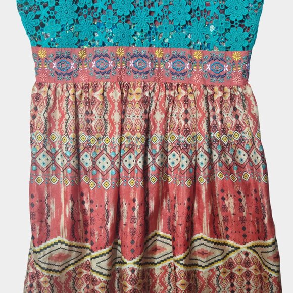 Johnny Was Womens 100% Silk Sleeveless Boho Mini Dress Crochet Back Festival M - Picture 5 of 12